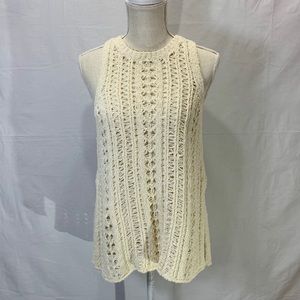 American Eagle Open Knit Cream Sweater Tank Size L